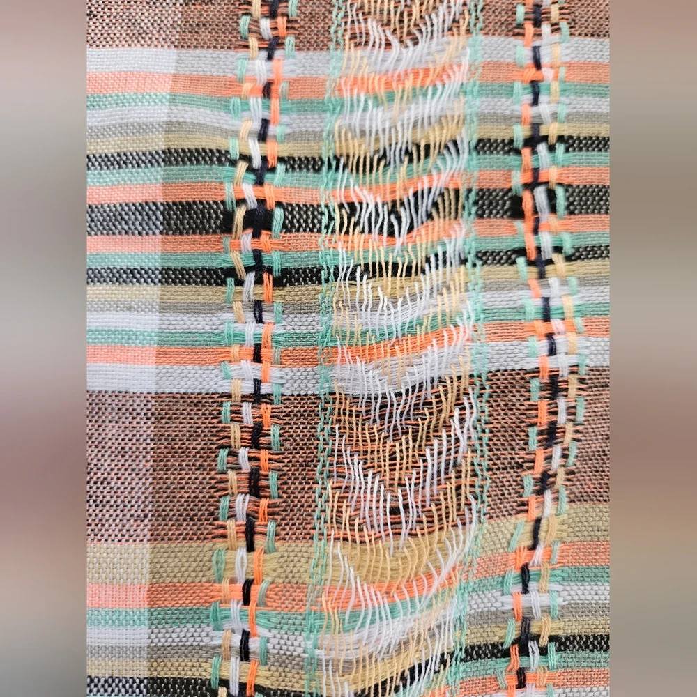 NWT TICKLED PINK Gray Aztec Plaid Tassel Scarf | SZ 70